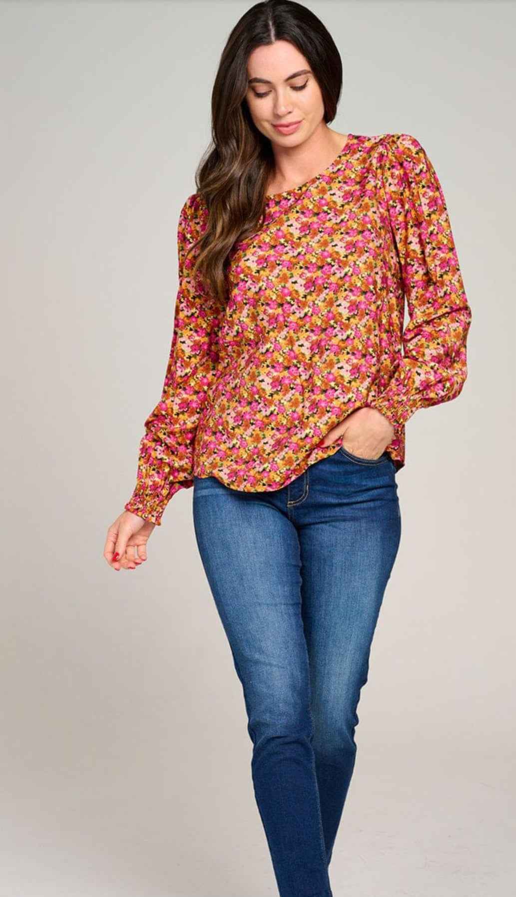 Women's Long Sleeve Floral Blouse