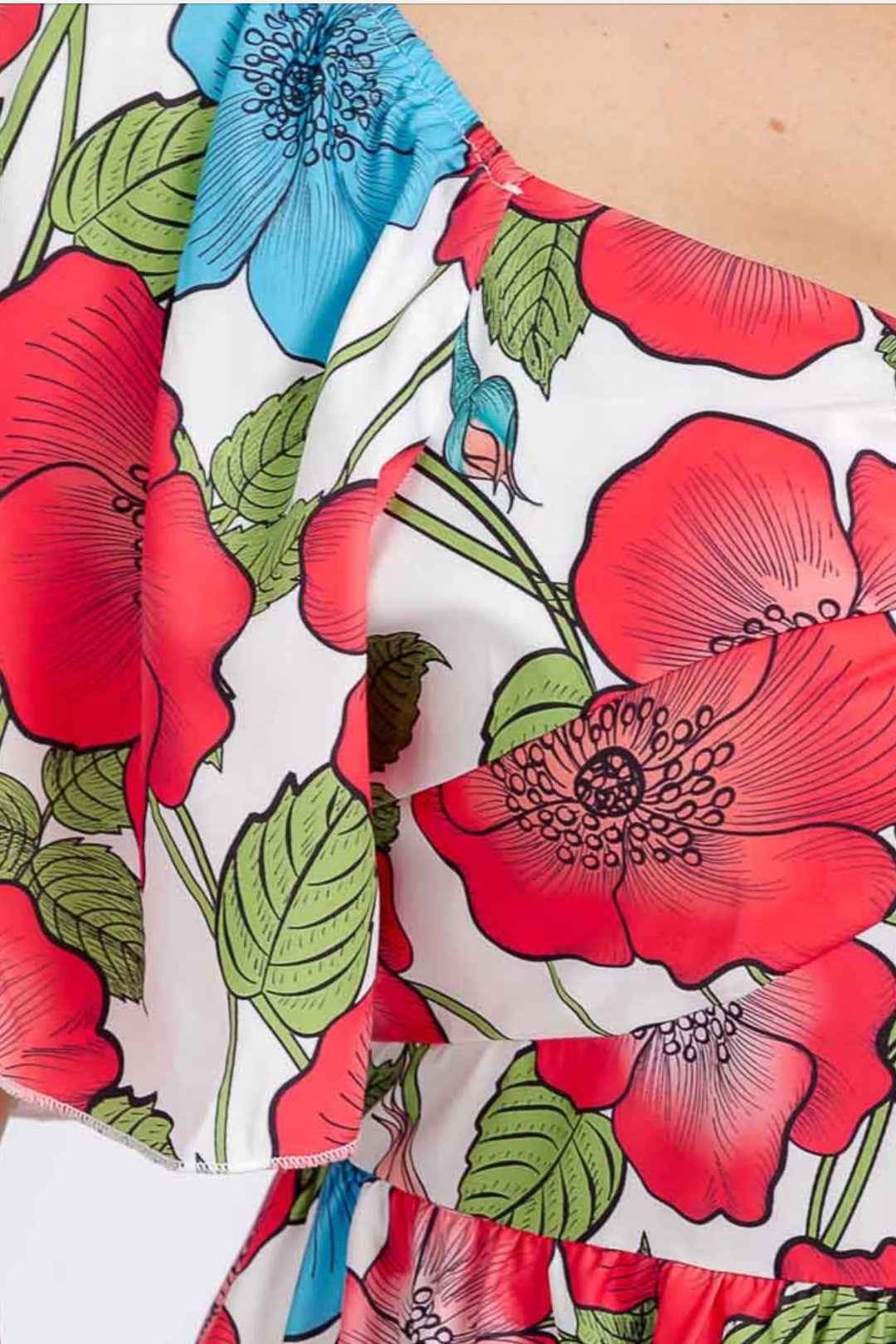 Plus Size Floral Fit and Flare Midi Dress