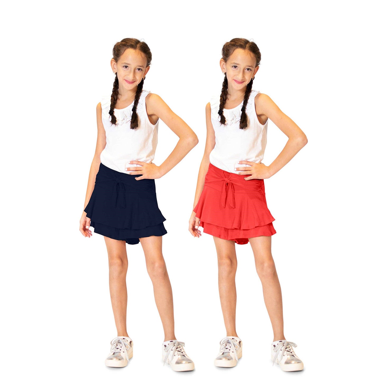 Girl's Tie Front Skort 2-Pack - Stylish and Versatile Girl's Fashion