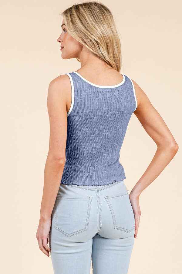 LK54351 - BINDING MERROW W/BOW SLEEVELESS TOP