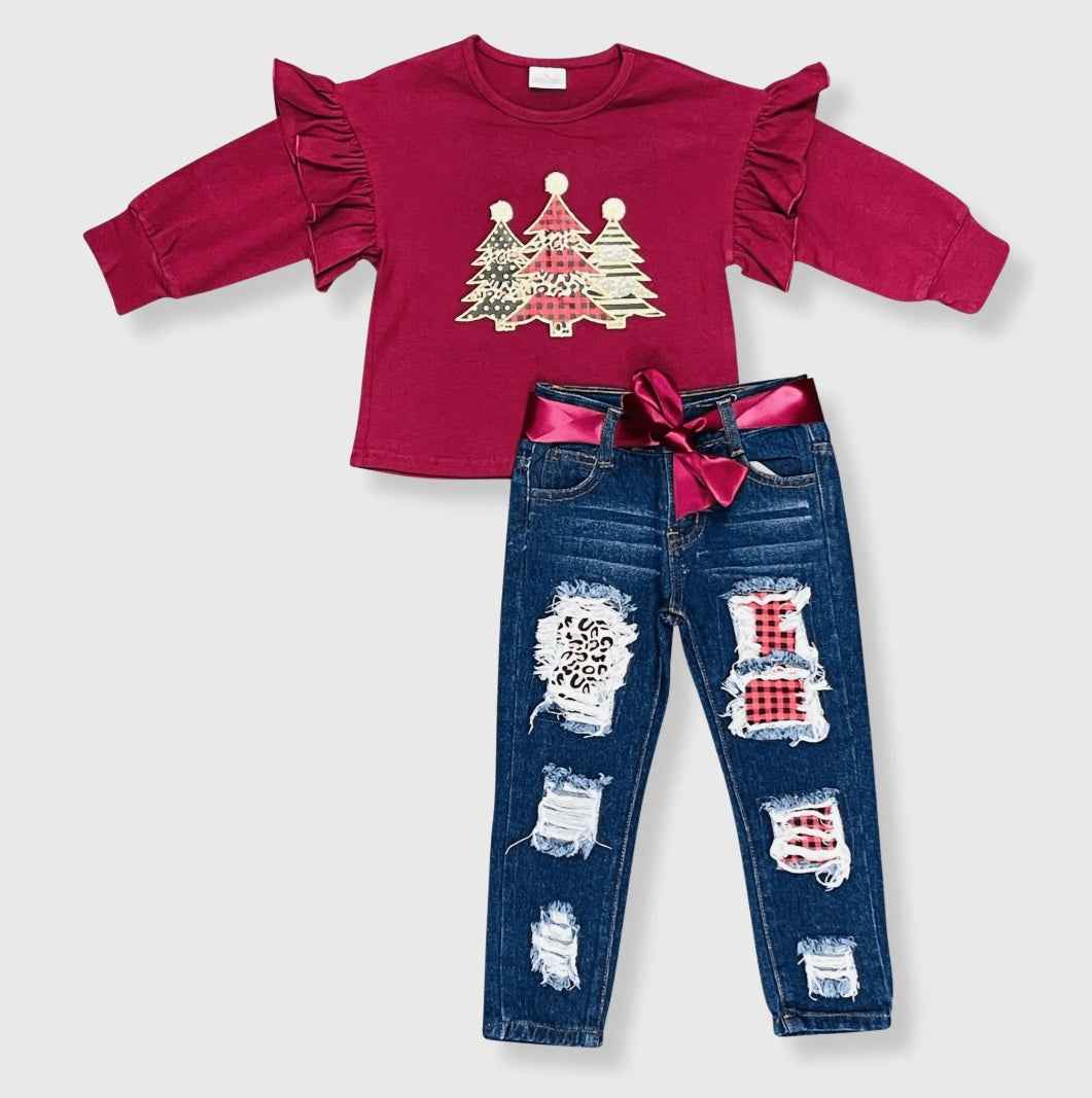 Girls 2 piece Christmas Tree Outfit