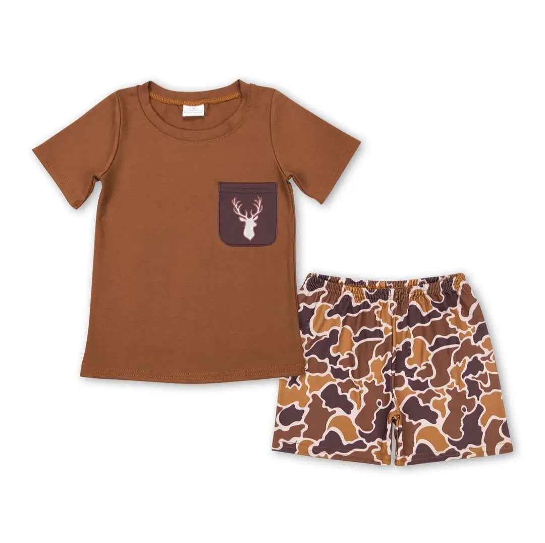 Toddler Boys Camo Deer Short Set
