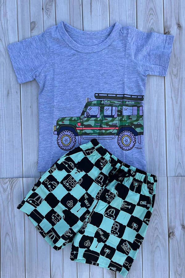 Boys Car Print Short Set