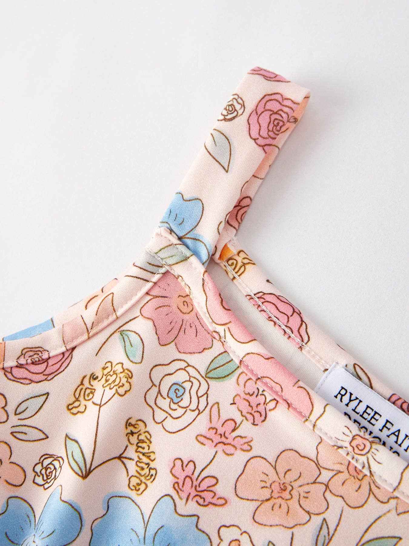 Easter Bunny Floral Print Girls Sling Flared Jumpsuit