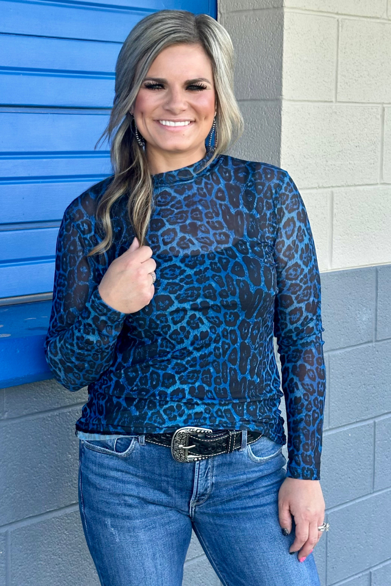 Sideline Spirit Blue Mesh Top