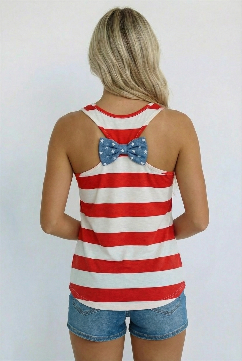 Patriotic Red and White Striped Tank Top
