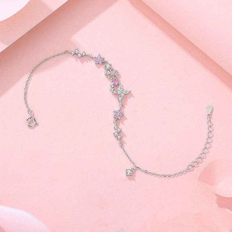 Cherry Blossom Butterfly Bracelet in 925 Sterling Silver