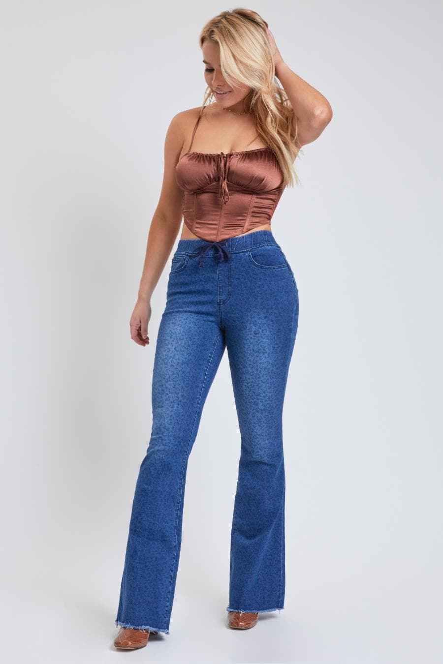 Flare Raw Hem Jogger Jeans-P74424