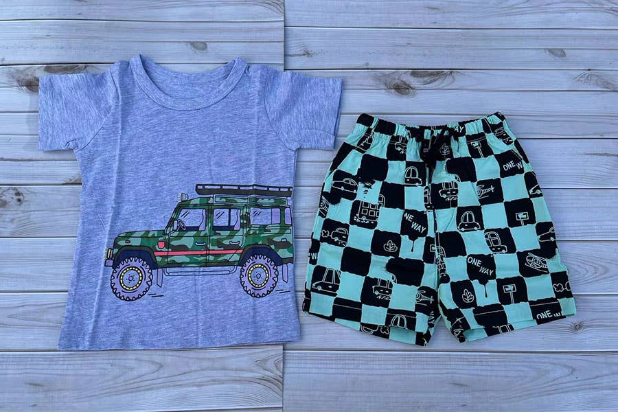 Boys Car Print Short Set