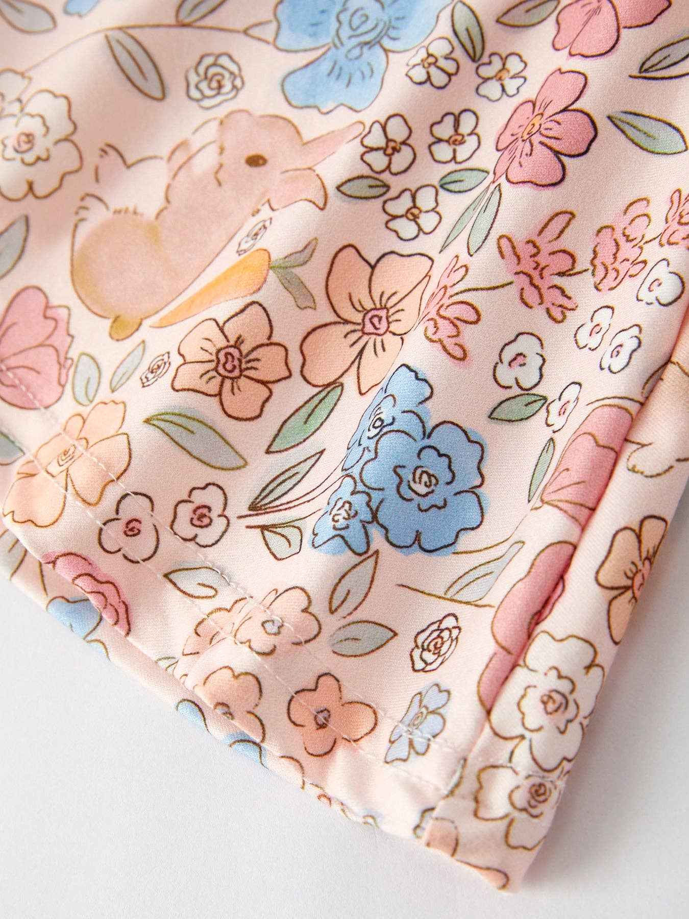 Easter Bunny Floral Print Girls Sling Flared Jumpsuit