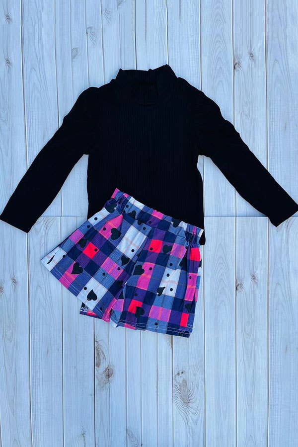 Black Knitted Top and Skirt Set