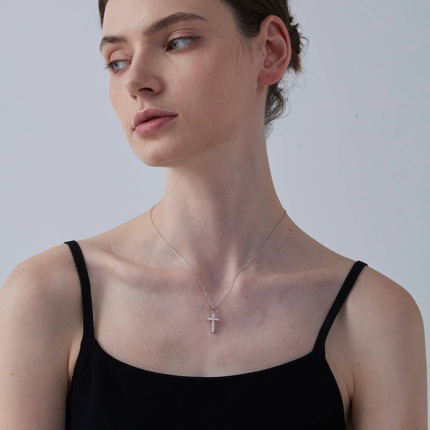 Sterling Silver Moissanite Cross Pendant Necklace