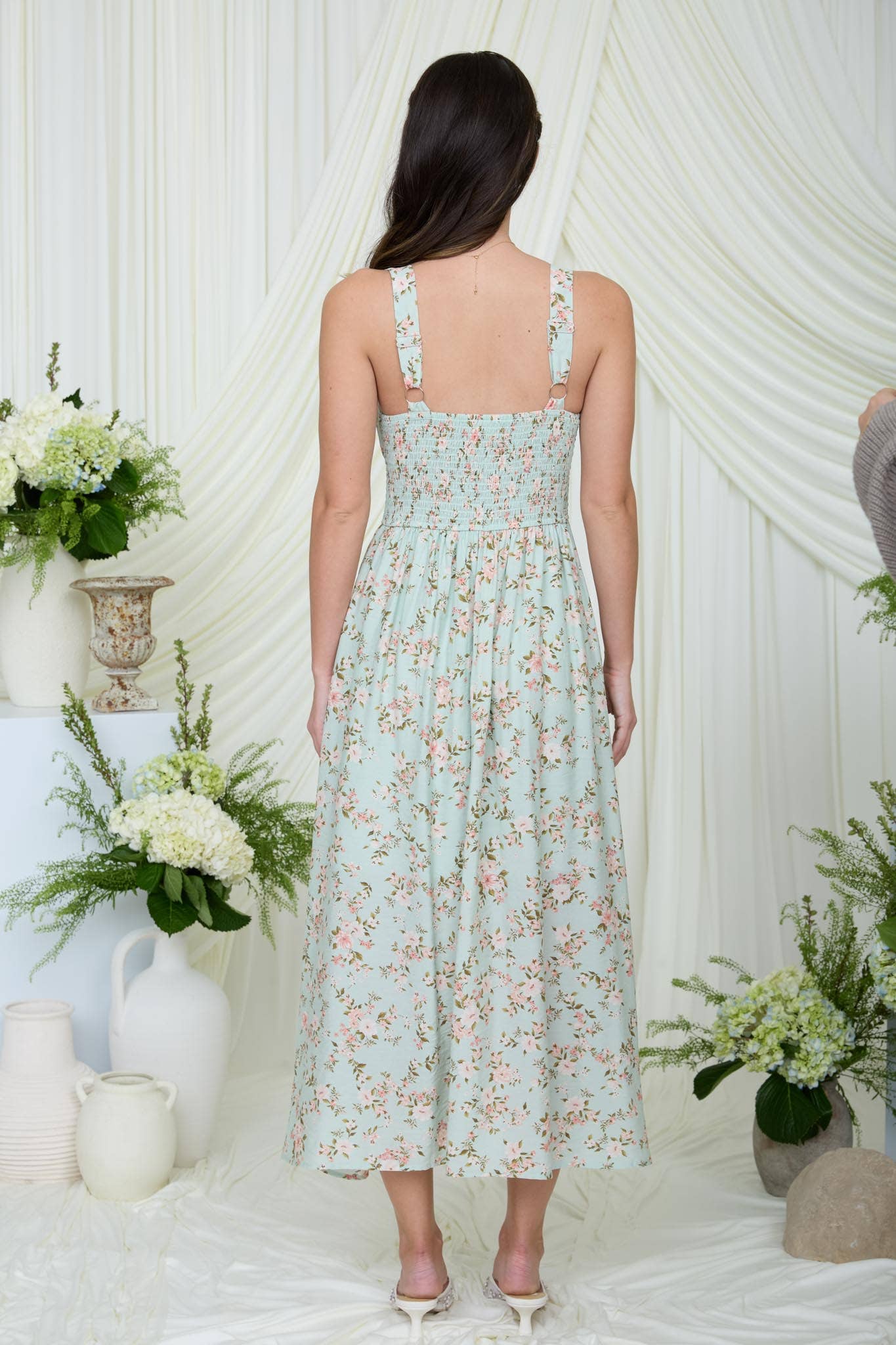 Floral Corset Sleeveless Midi Dress