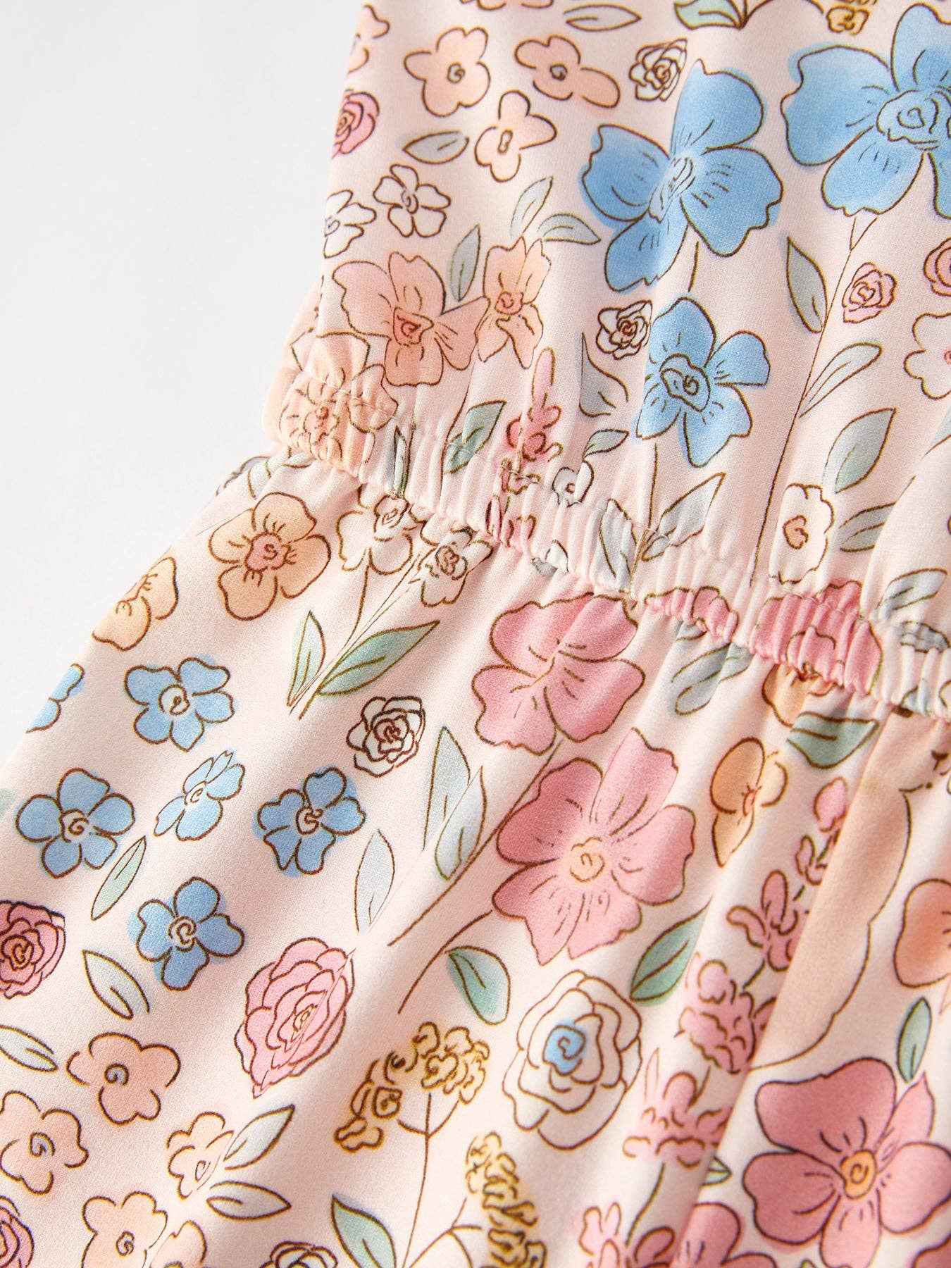 Easter Bunny Floral Print Girls Sling Flared Jumpsuit