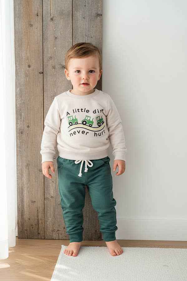 A little dirt never hurt embroidery top & pant set 250940M