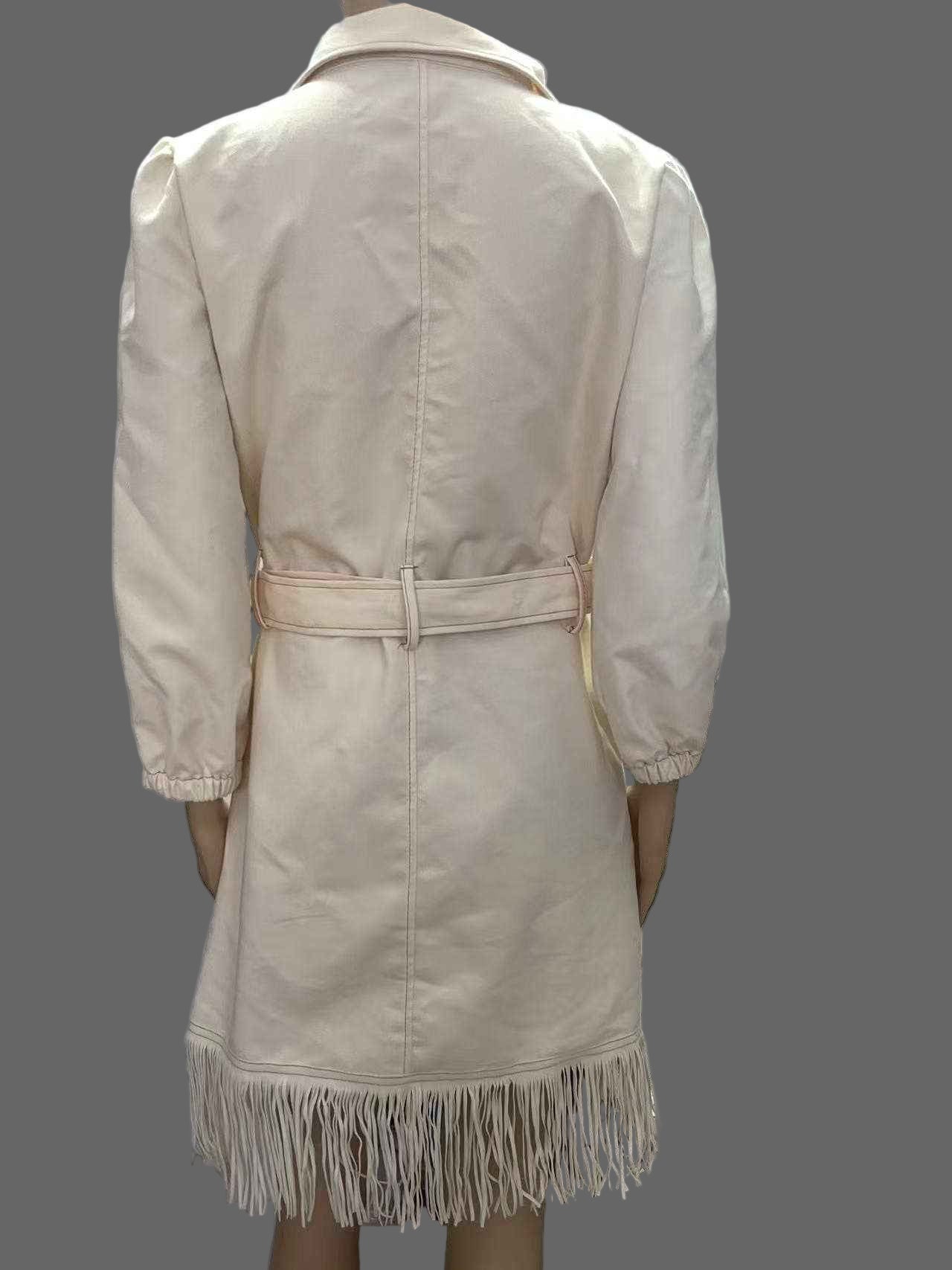 Western V-neck Long-sleeved Mini Dress with Fringe