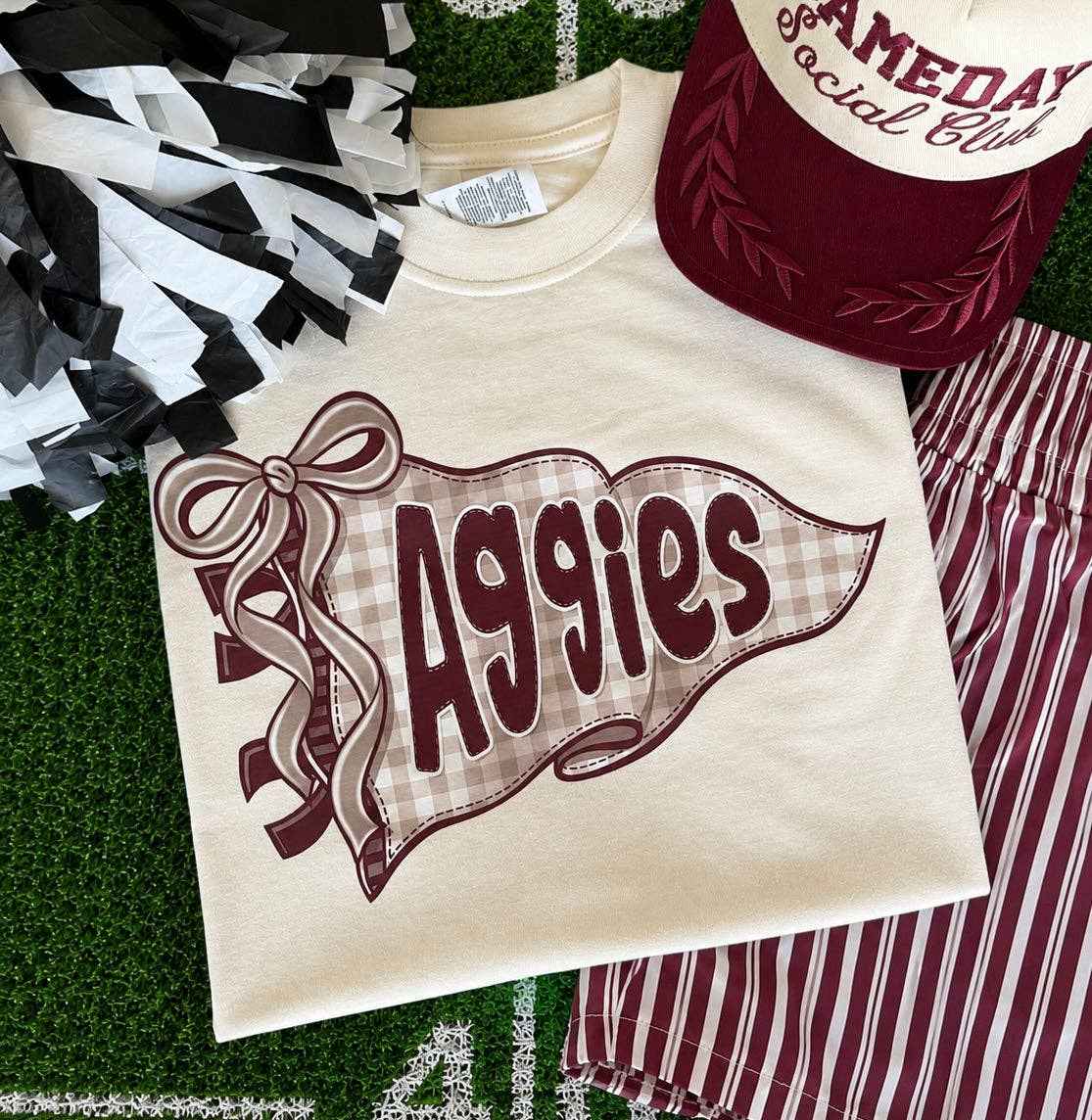 Aggies Gingham Flag Tee, Aggie, Tee, T-shirt, Tshirt