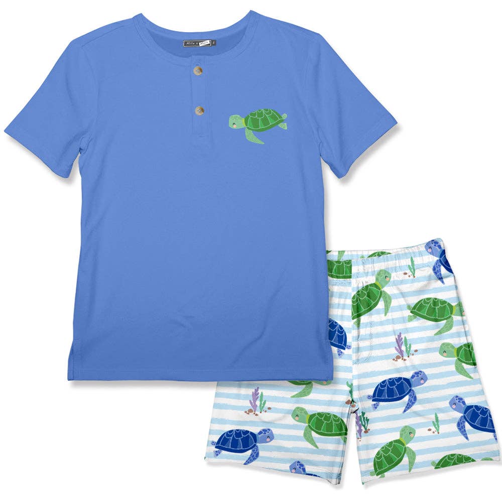 Boys Blue Henley & Swimming Shorts, swim suit, swim trunks, trunks, boys, suit, swim, shorts, set, turtle