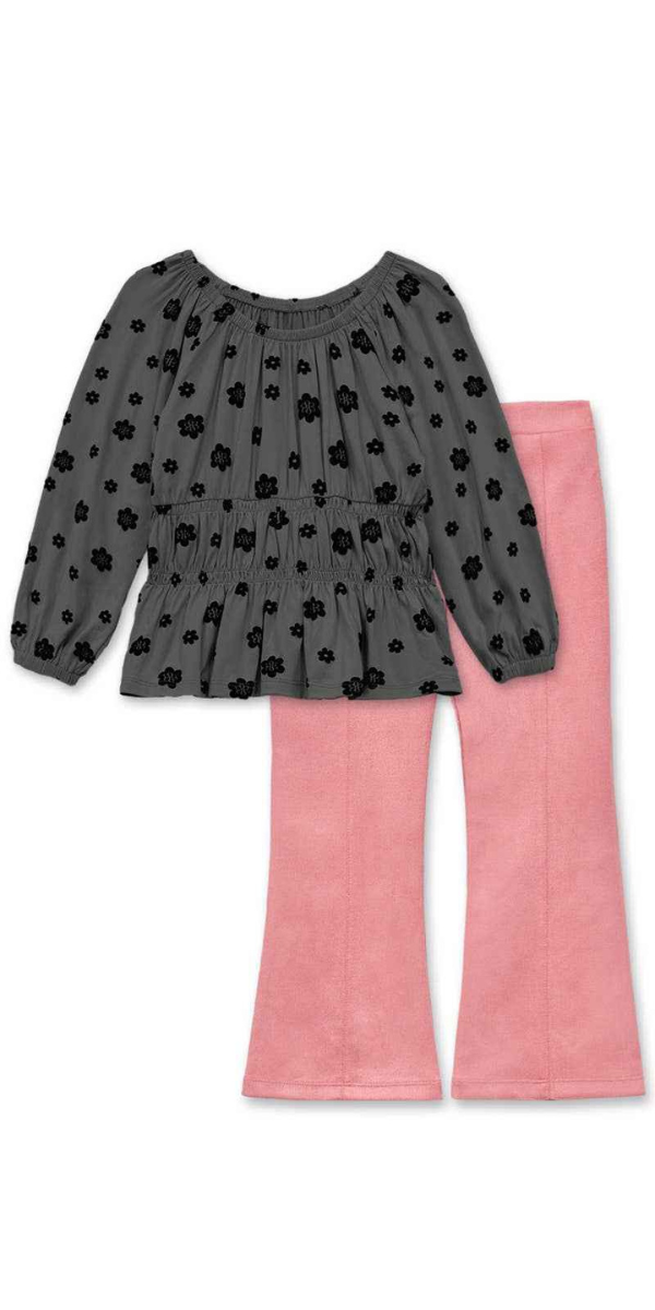 Girls Suede Pants and Babydoll Top
