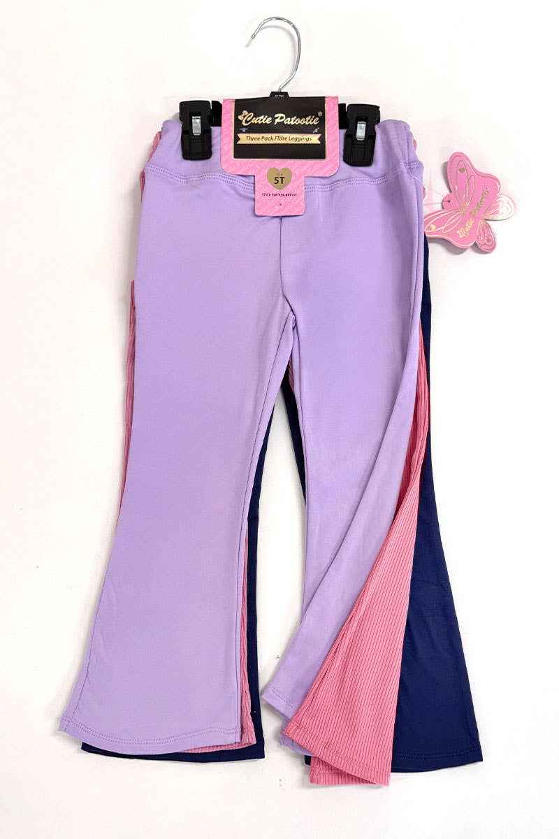Girls Flare Legging Set 3 Pack, GLP-Y26-89513B, Girl's 3pc/Pack Cozy Flare Legging Set, leggings, girls