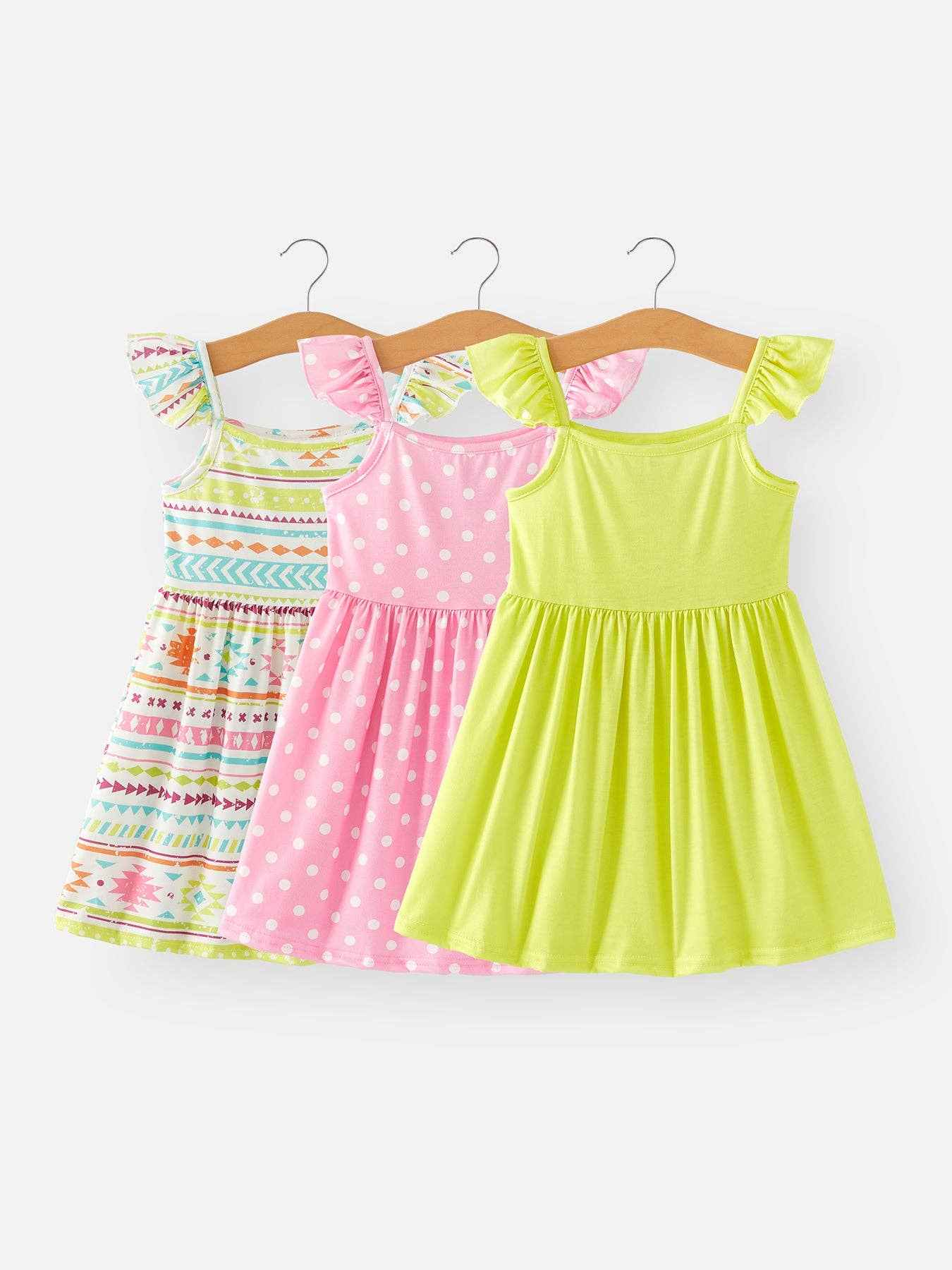 Girls Milk Silk Dress Set, 3-piece Set, Milk Silk, Dress, Girls
