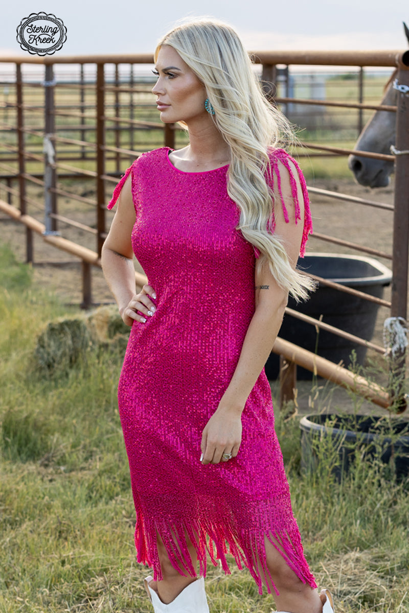 Pink Sequin Dress by Sterling Kreek, sequin dress, pink dress, sterling kreek, party dress