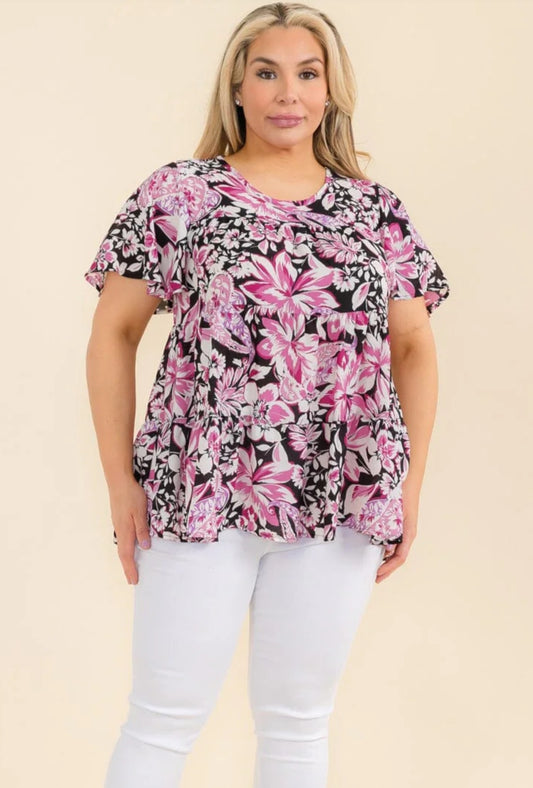 Plus Size Floral Tunic Blouse