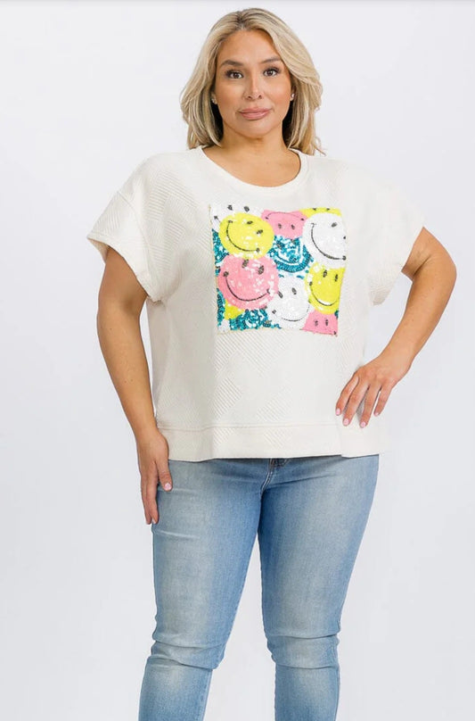 Plus Size Sequin Graphic Top