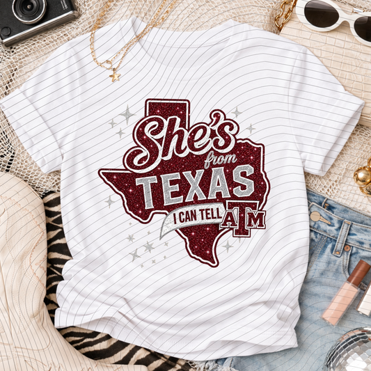 She's From Texas Aggies Tee - A&M, Aggies, A&M, Tee, tshirt, t-shirt