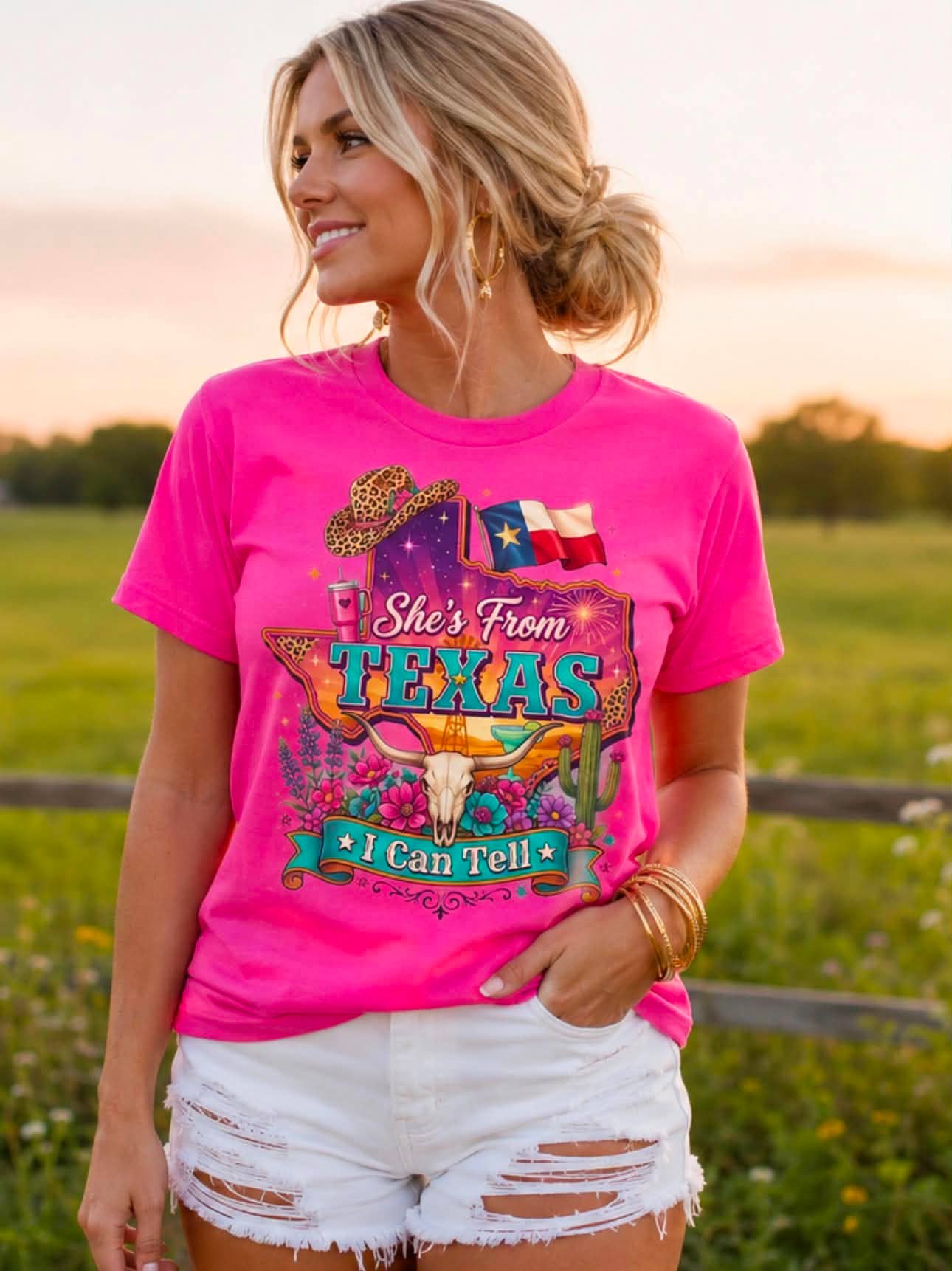 She's From Texas Pink Graphic Tee, pink tee, texas, tee, tshirt, t-shirt, TX