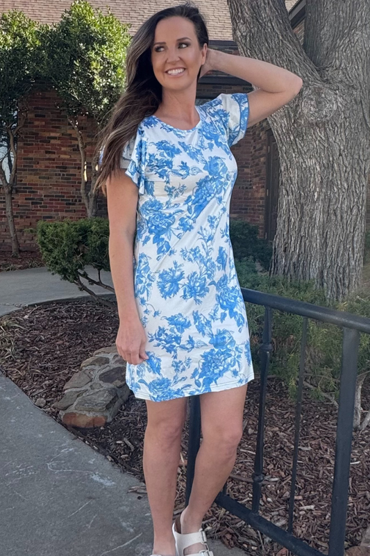 Sterling Kreek-Sweet Melodies Dress, dress, short dress, blue dress, floral dress, Sterlin Kreek, Sweet Melodies Dress