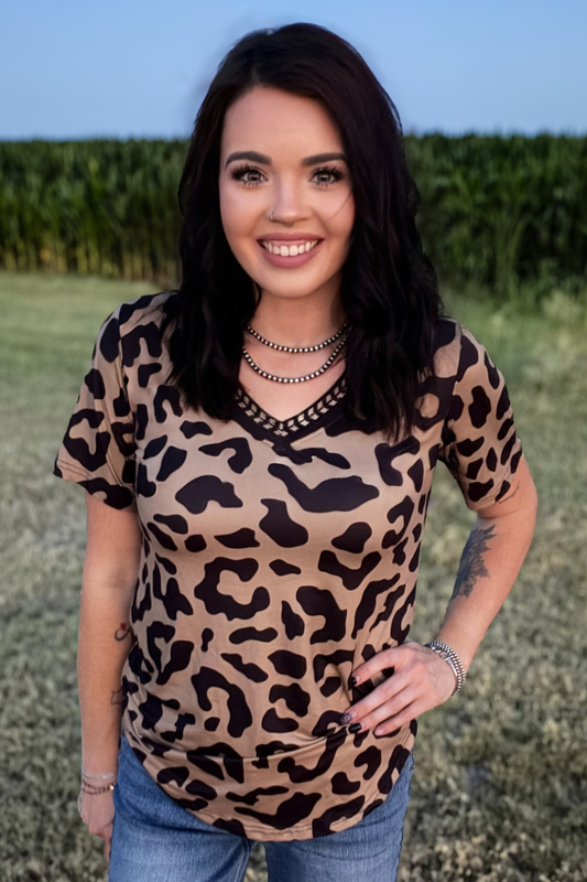 Sterling Kreek Buckstitch Leopard Top, Sterling Kreek, Leopart, Top, Blouse, Womens, buckstitch