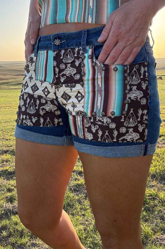 Sterling Kreek Patched Western Shorts