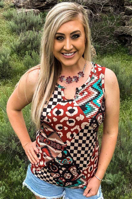 Sterling Kreek Tank Top, Life is a Gamble, Sterling Kreek Life Is A Gamble Tank Top, Tank, Top, Sterling Kreek, Patchwork, Blouse