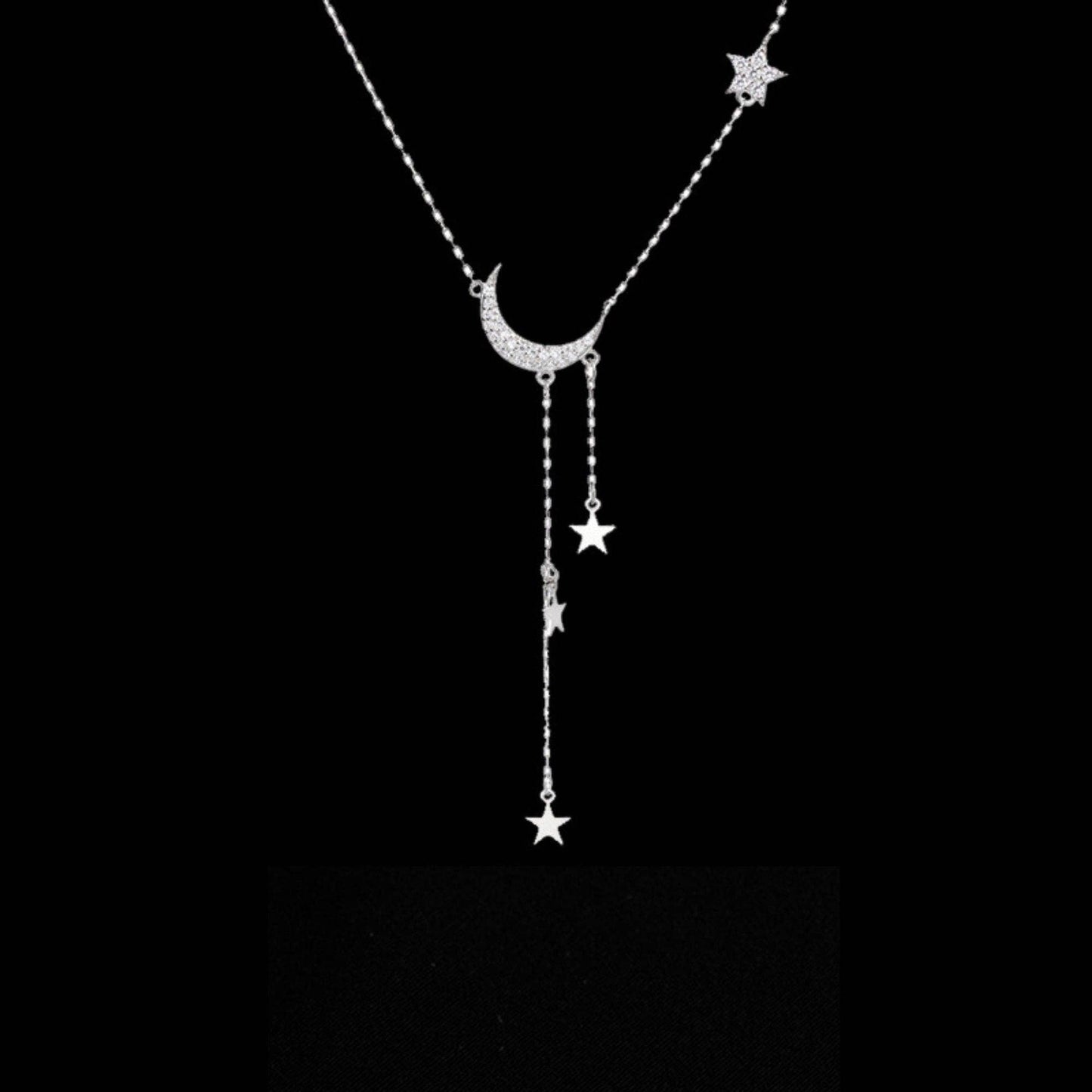 Moon Star Necklace in Sterling Silver