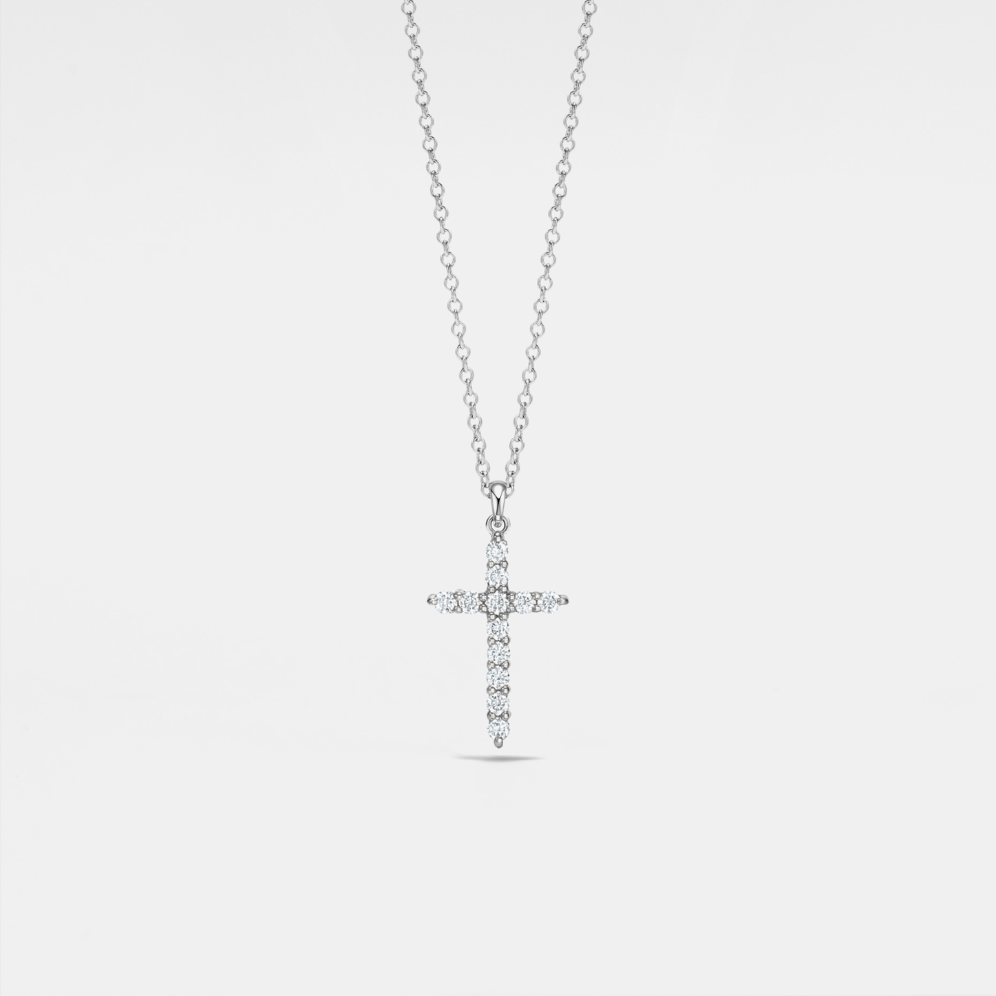 Sterling Silver Moissanite Cross Pendant Necklace