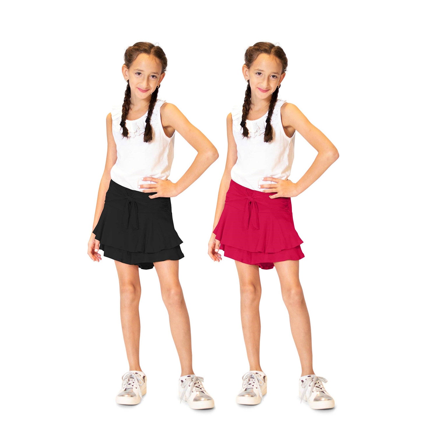 Girl's Tie Front Skort 2-Pack - Stylish and Versatile Girl's Fashion