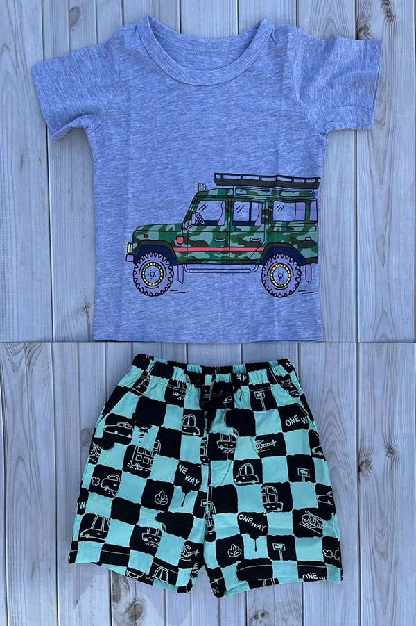 Boys Car Print Short Set