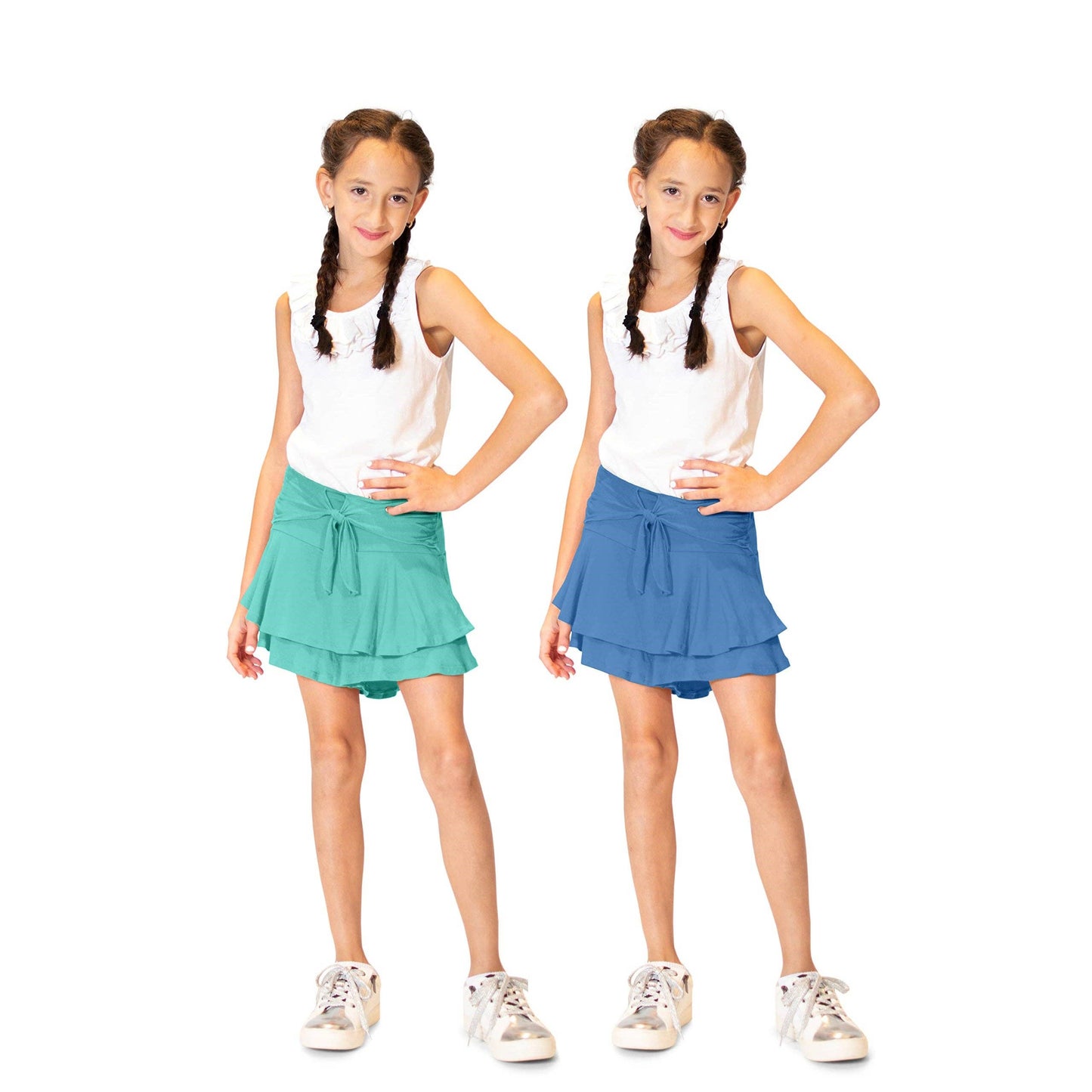 Girl's Tie Front Skort 2-Pack - Stylish and Versatile Girl's Fashion