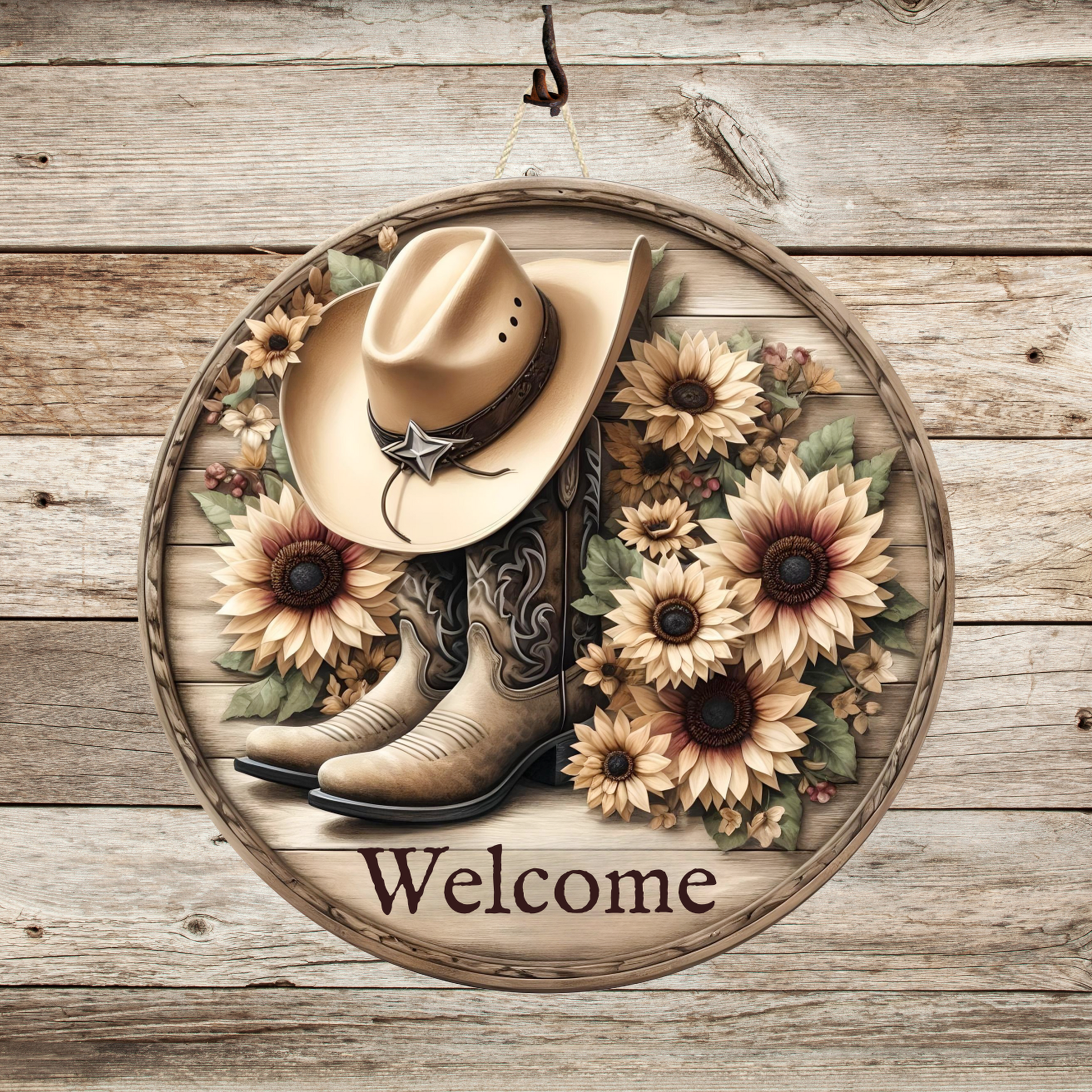 Cowboy Welcome Door Hanger or Wall Decor    - Sweet and Sassy Boutique
