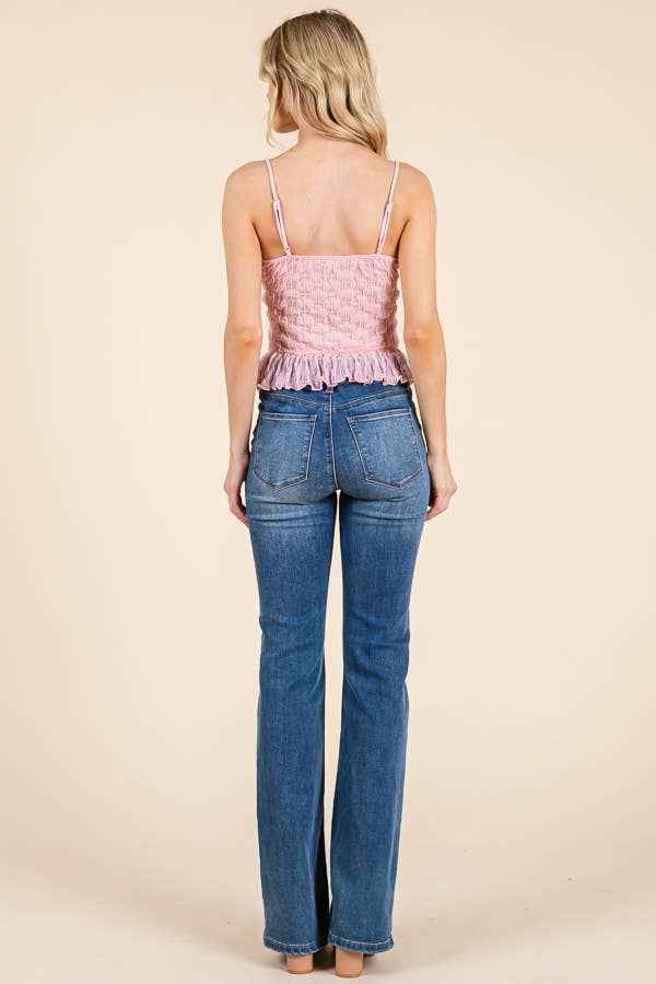 JC54651 - RUFFLE BOTTOM SATIN BOW CAMI