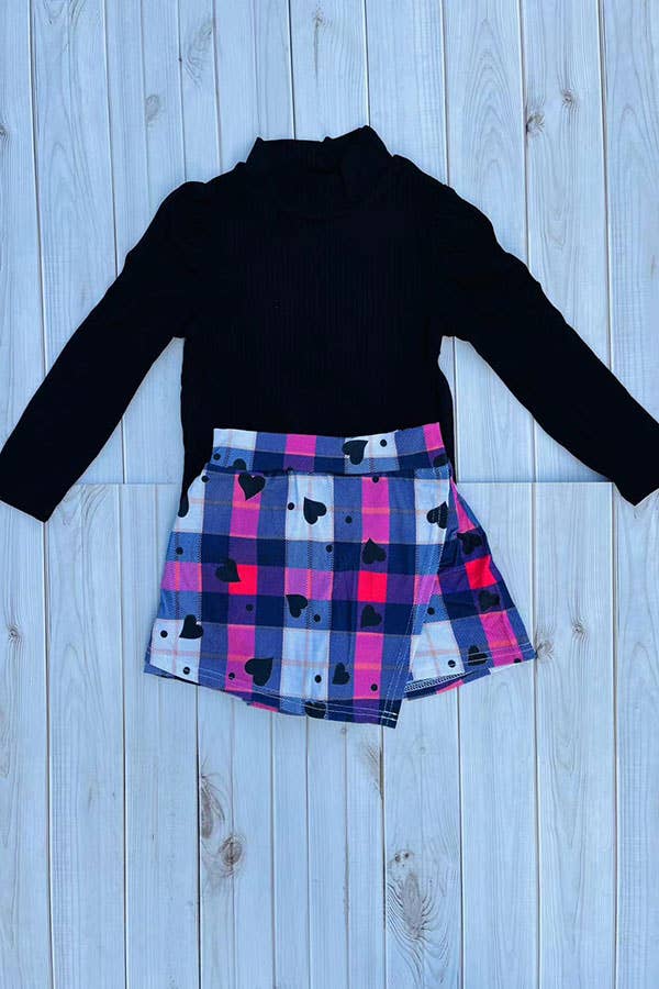 Black Knitted Top and Skirt Set