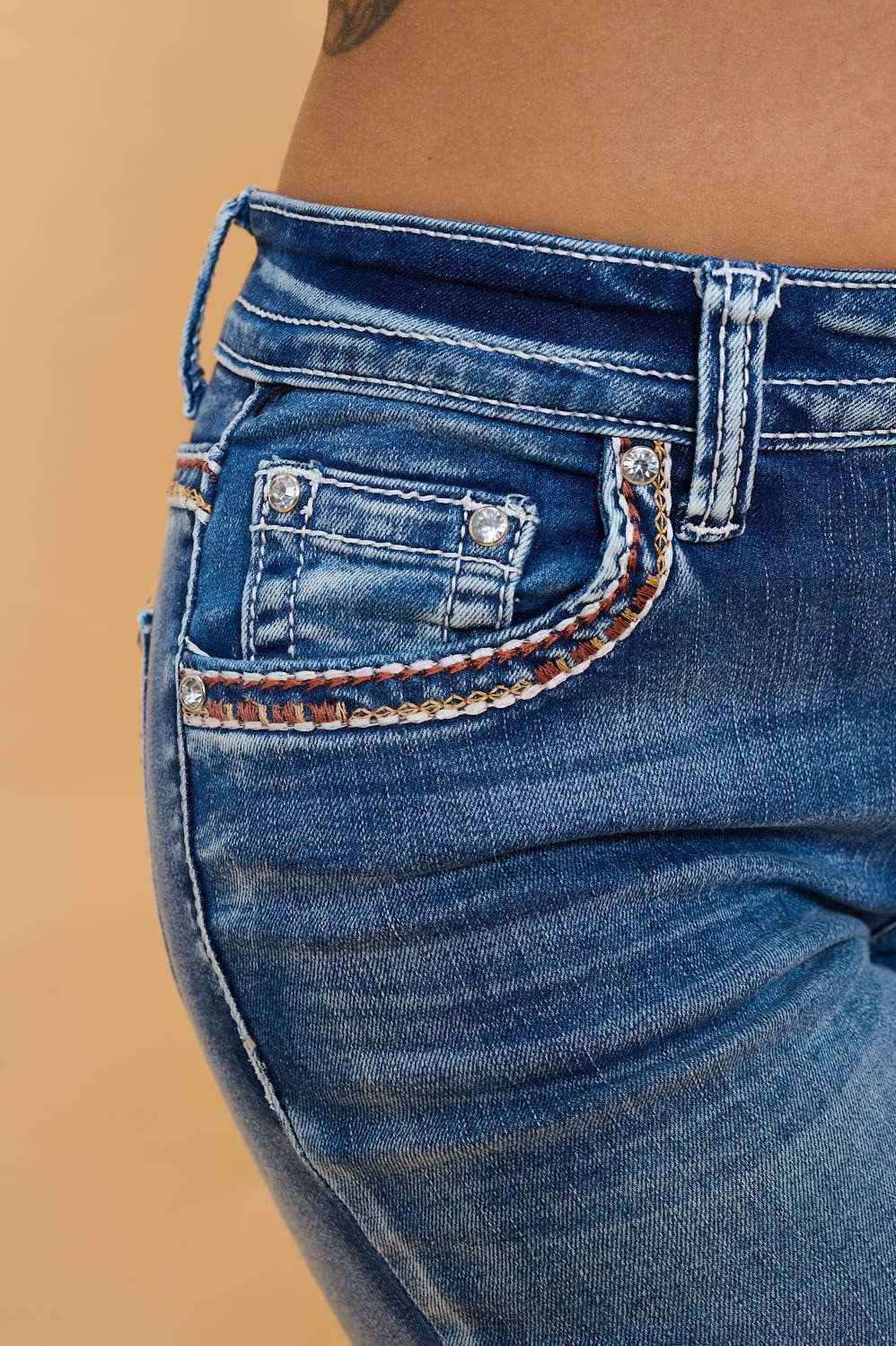 B-202430 HIGH WAISTED BOOTCUT STRETCHY WOMEN'S BLING JEANS