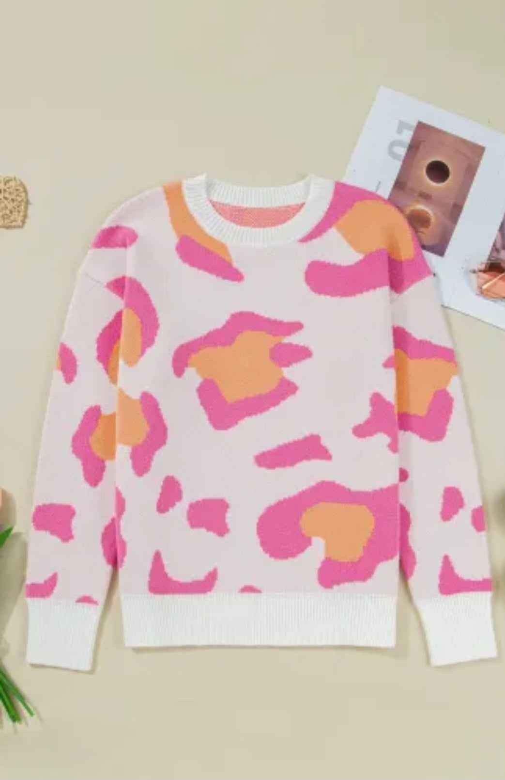 Women's Pink Cheetah Sweater