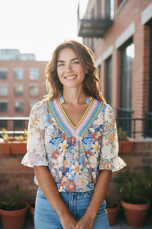 Women's Boho Floral Blouse