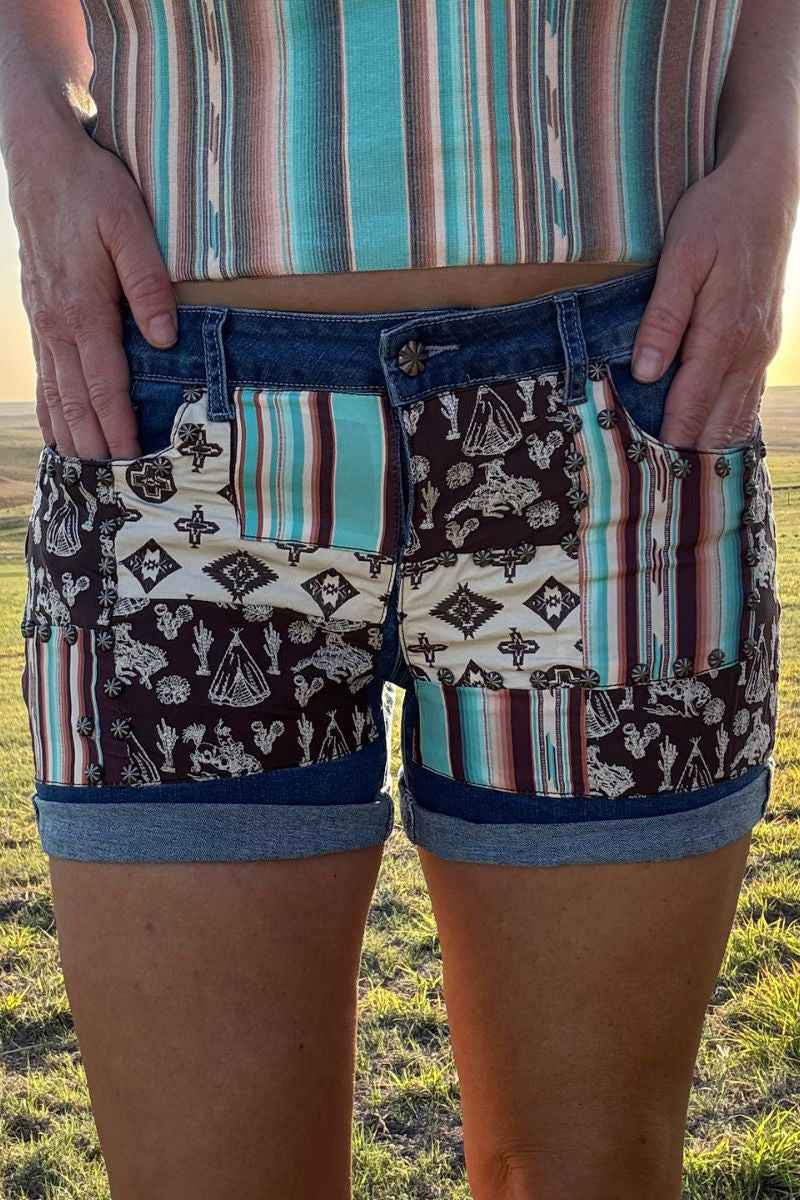 Sterling Kreek Patched Western Shorts