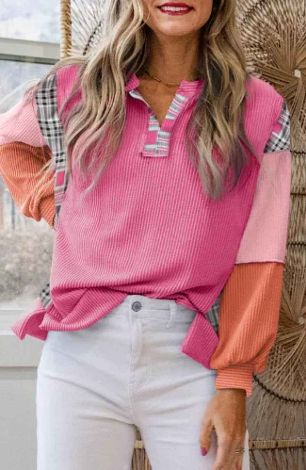 Women's Patchwork Plaid Top