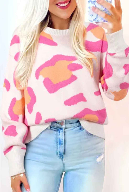 Women's Pink Cheetah Sweater