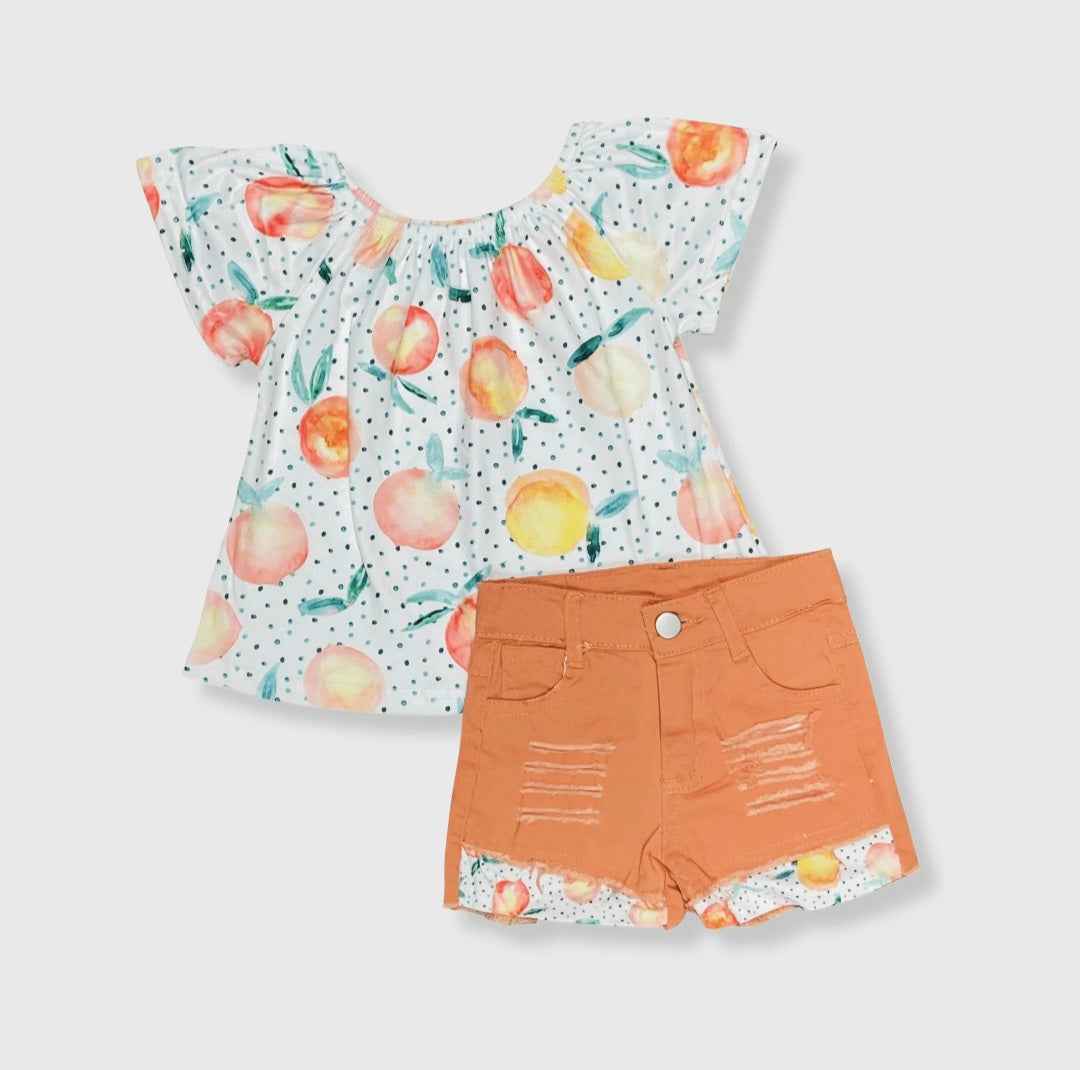 Peach Polka Dot Orange Shorts