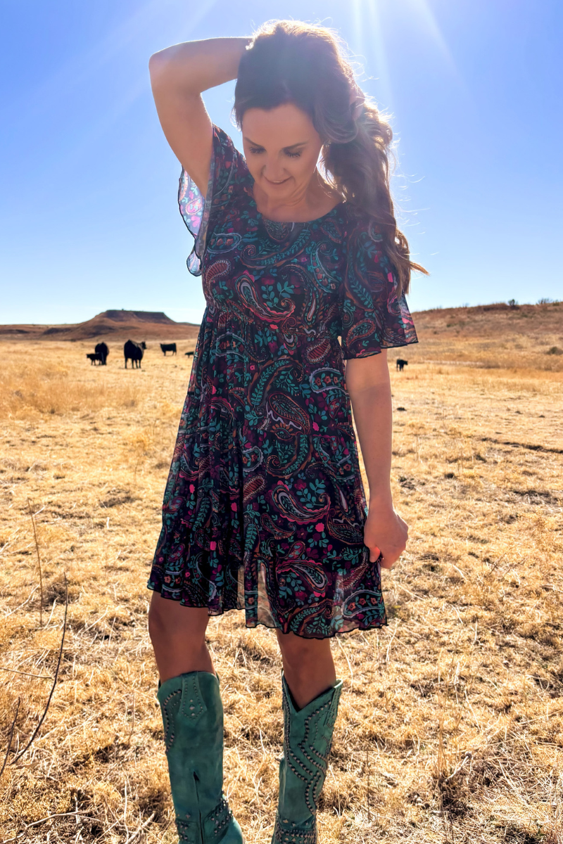 Sterling Kreek Painted Night Paisley Dress